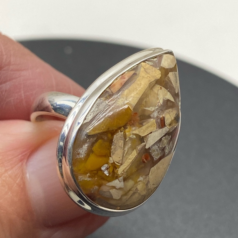 🆕 BRECCIATED MOOKITE🤎💛🤎RING SIZE 9 IN SOLID STERLING SILVER 925